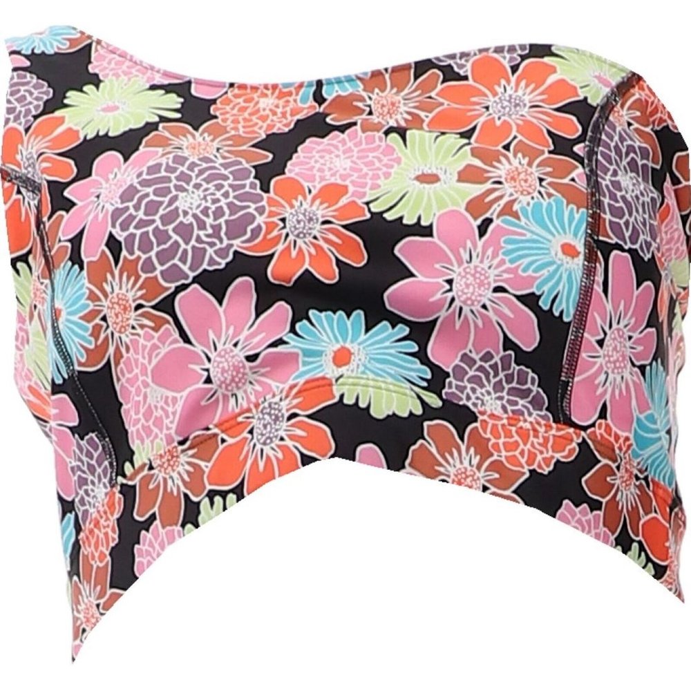 NWT WVVY BT FITTY BRITTTTY POWER ONE SHOULDER BRA BLACK FLORAL PRINT MEDIUM
